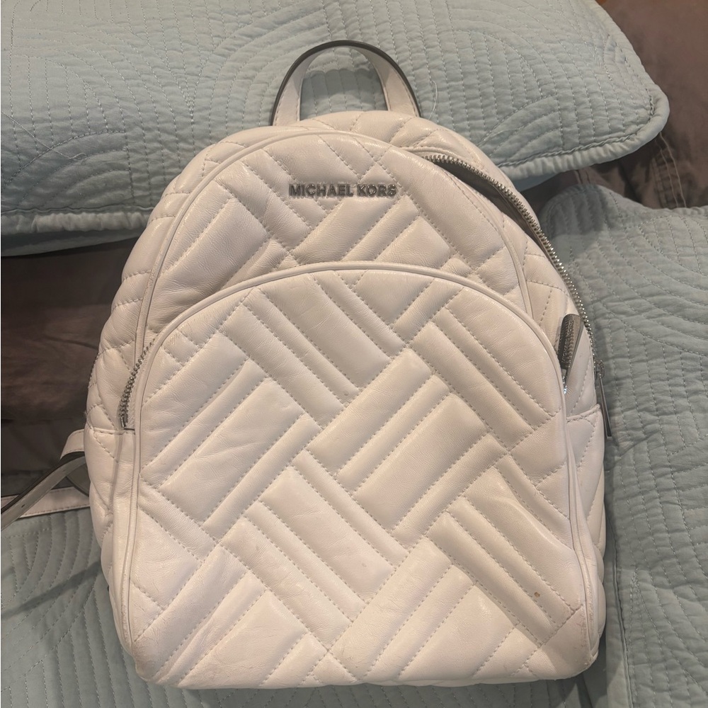 Michael Kors Ivory Quilted Backpack